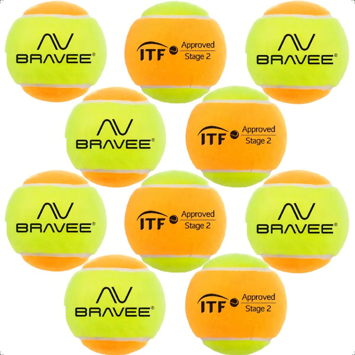 Kit 30 Bolinhas Beach Tennis Bravee Stage 2 Amarelo/Laranja