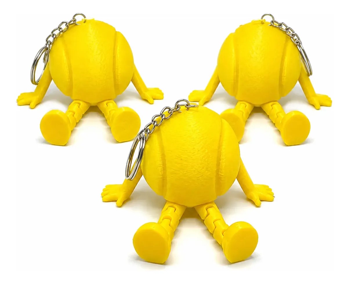 3 Chaveiros Amigo Do Tennis Articulado, Bola De Tênis Flex Amarelo