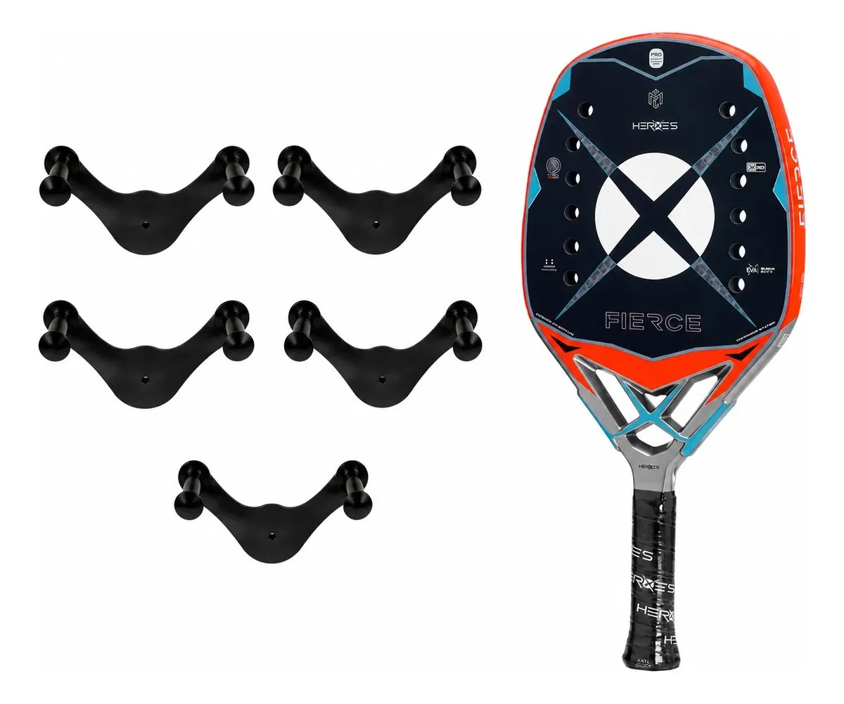 Kit 5 Suporte De Parede Para Raquete De Beach Tennis Tênis