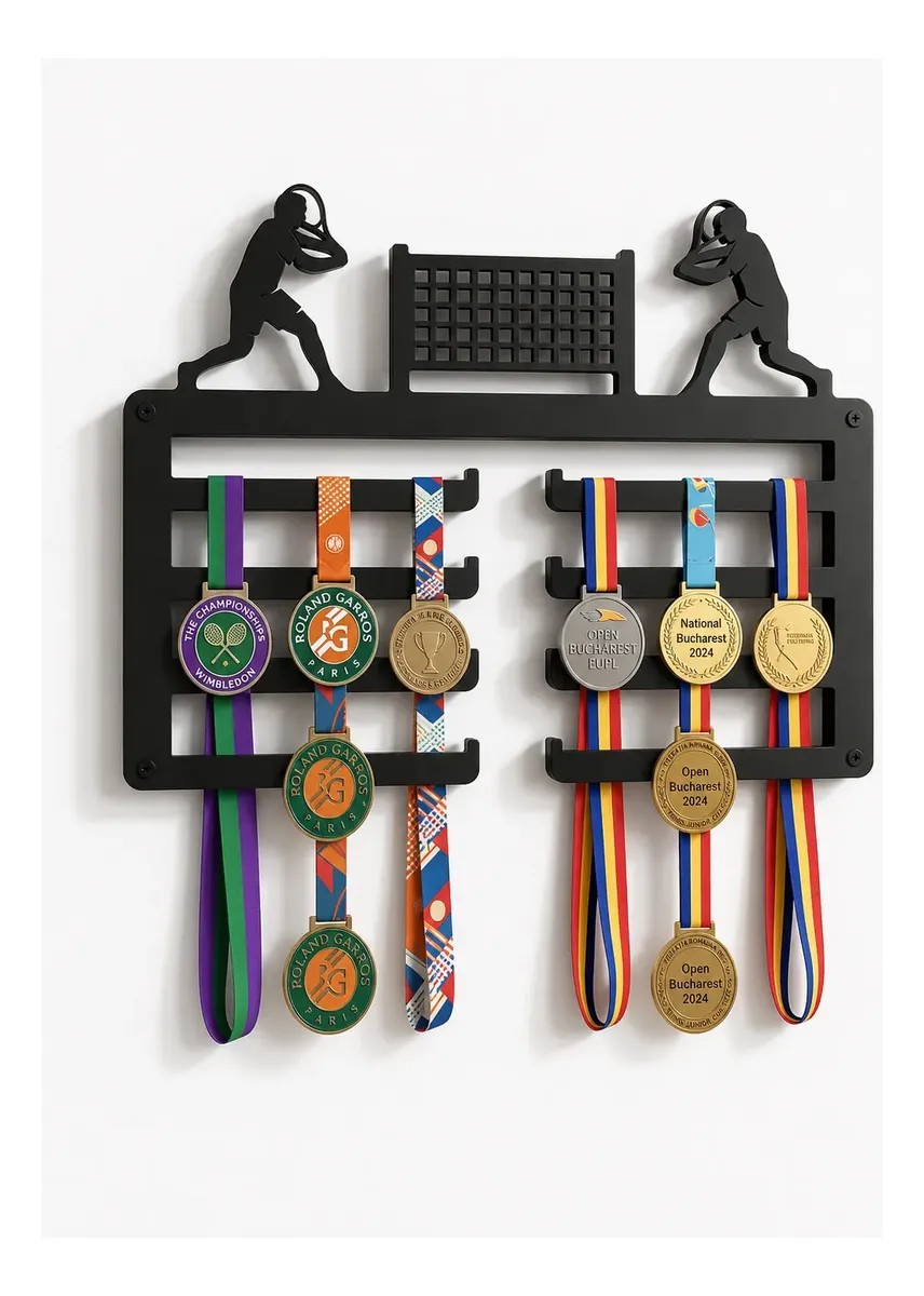 Suporte Porta Medalhas Tênis E Beach Tennis | Até 40 Medalha Preto