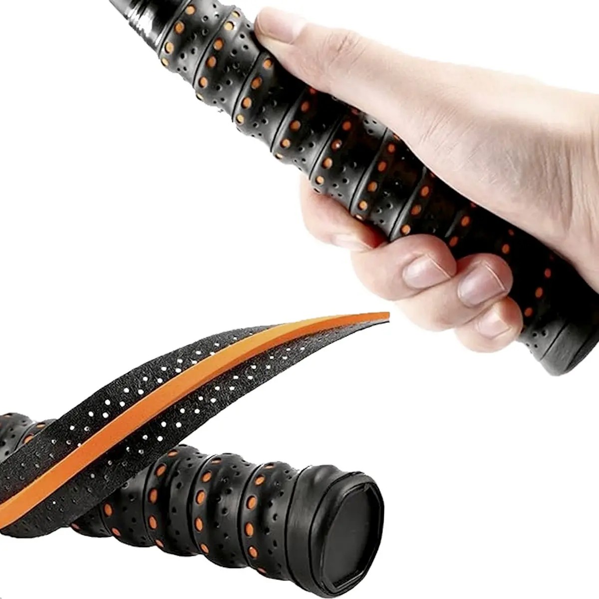 Overgrip Profissional Padel Beach Tennis Squash Tenis Cor Preto E Laranja