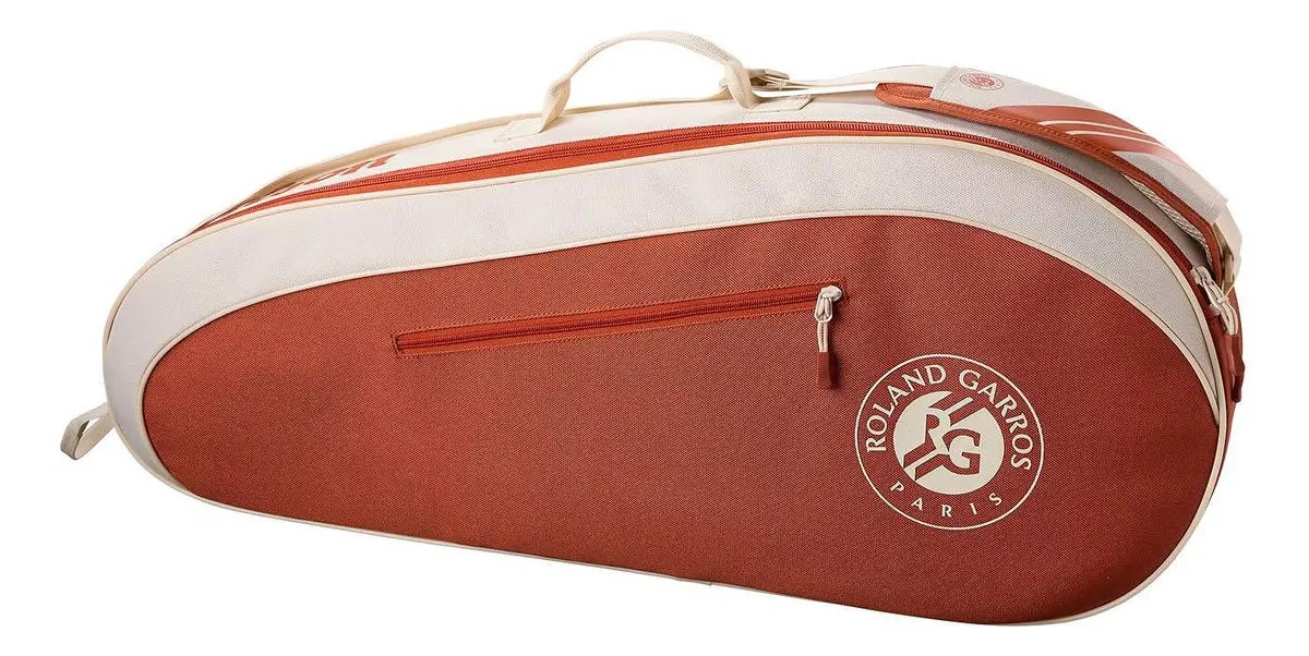 Pacote com 3 raquetes Wilson Roland Garros Team, cor marrom, creme/argila, 2025, capacidade de até três raquetes, Rg
