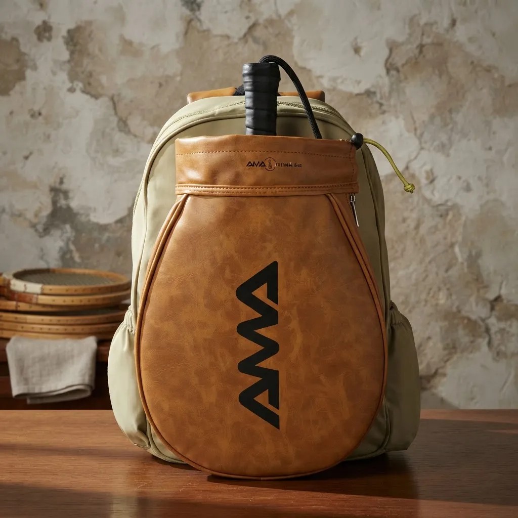 Nova Mochila Raqueteira Ama Sport Beach Tennis Padel Vintage Bege