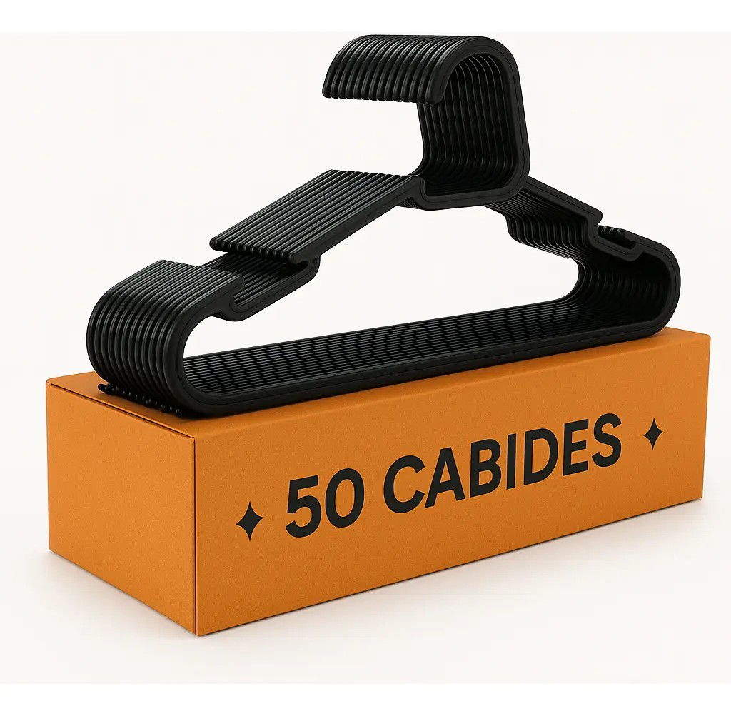 Kit 50 Cabide Adulto Preto Reforçado