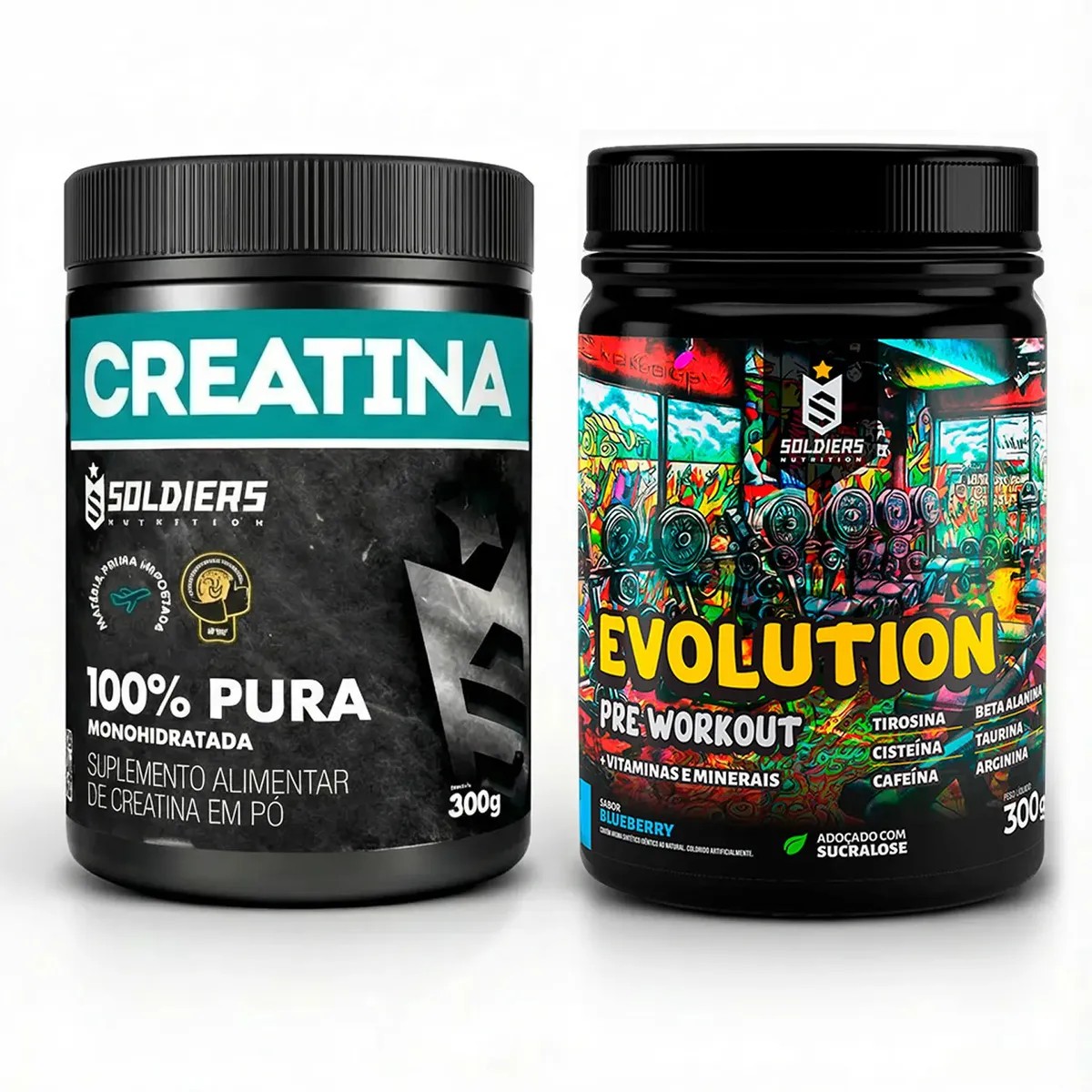 Kit Creatina 300g + Evolution 300g Soldiers Nutrition
