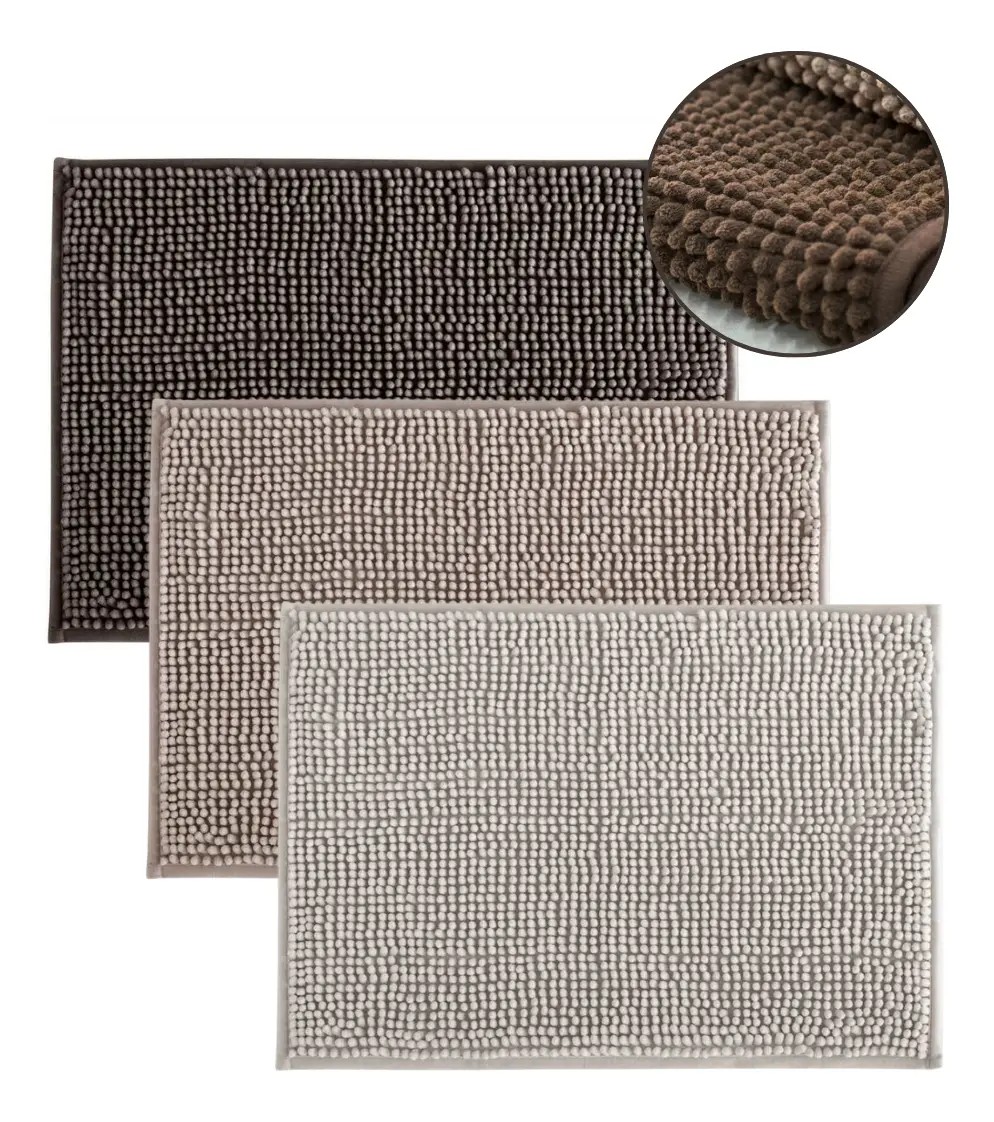 Kit 3 Tapetes de Banheiro Microfibra Bolinha Antiderrapante