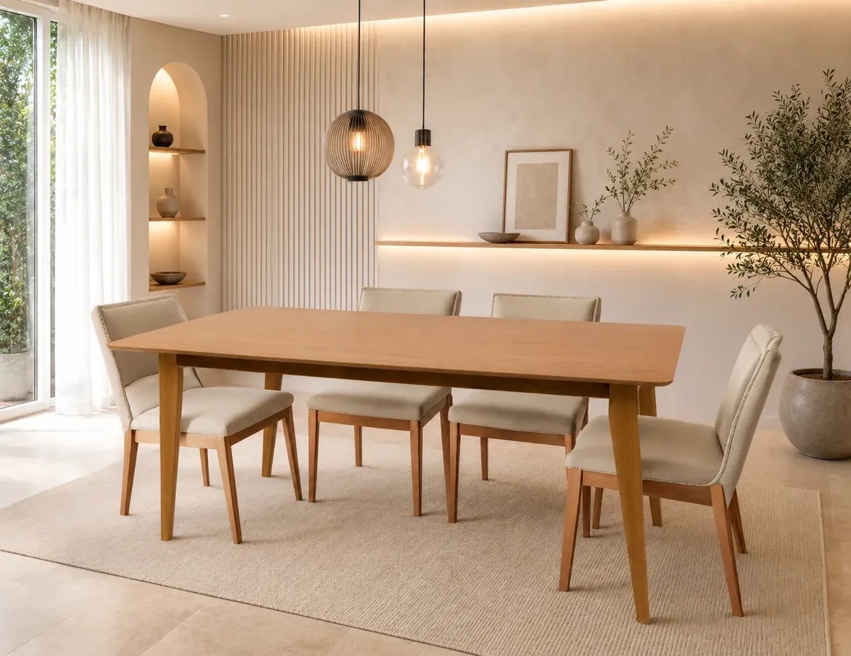 Mesa De Jantar Retangular 6 Lugares Evora 180 X 90
