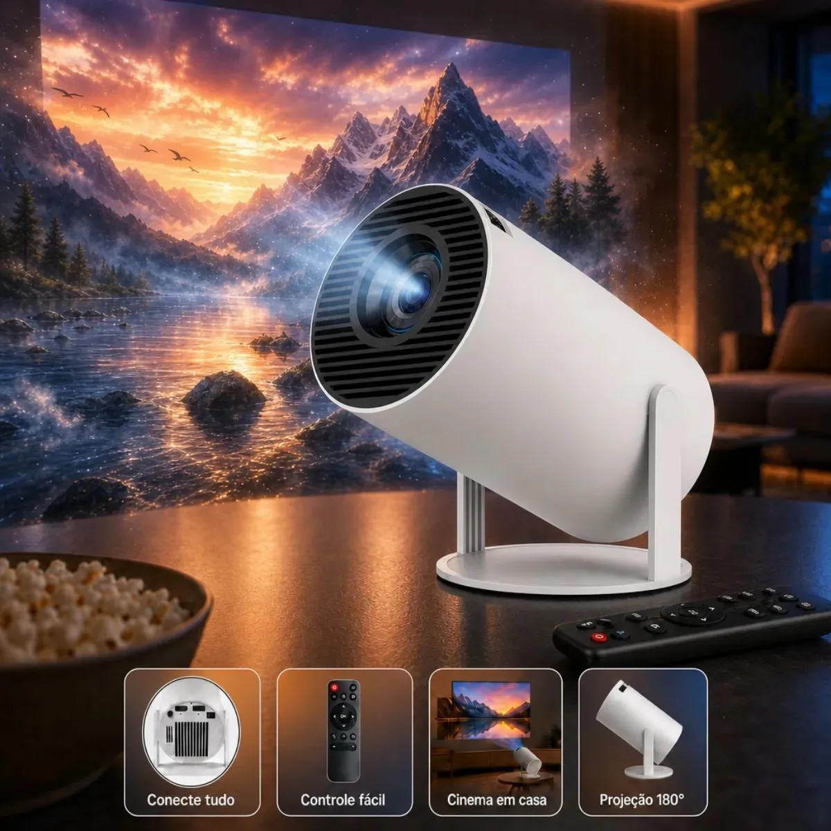 Projetor Portátil HY300 Mini 4K Compatível Android 11 Wi-Fi 5G