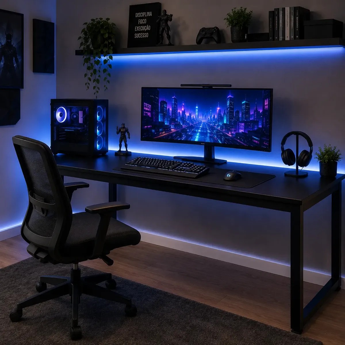 Mesa Para Pc Gamer Industrial 150cm Com Estrutura Em Aço Preto