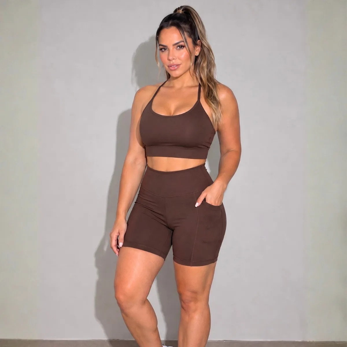 Conjunto Top E Bermuda Com Bolso Zero Transparência