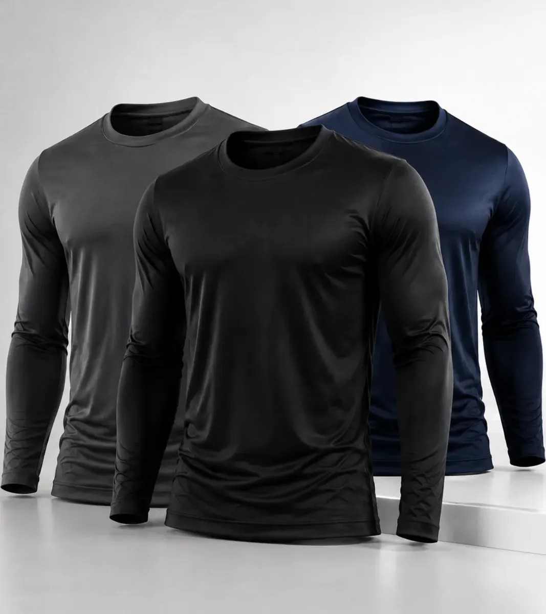 Kit com 3 Camisas Segunda Pele Dry Fit Proteção UV