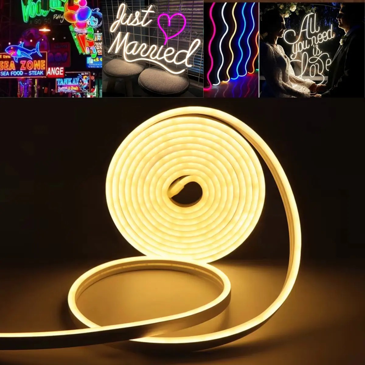 Fita LED Neon Flexível VLX 3528 120LED 5 Metros Branco Quente 3000K IP65