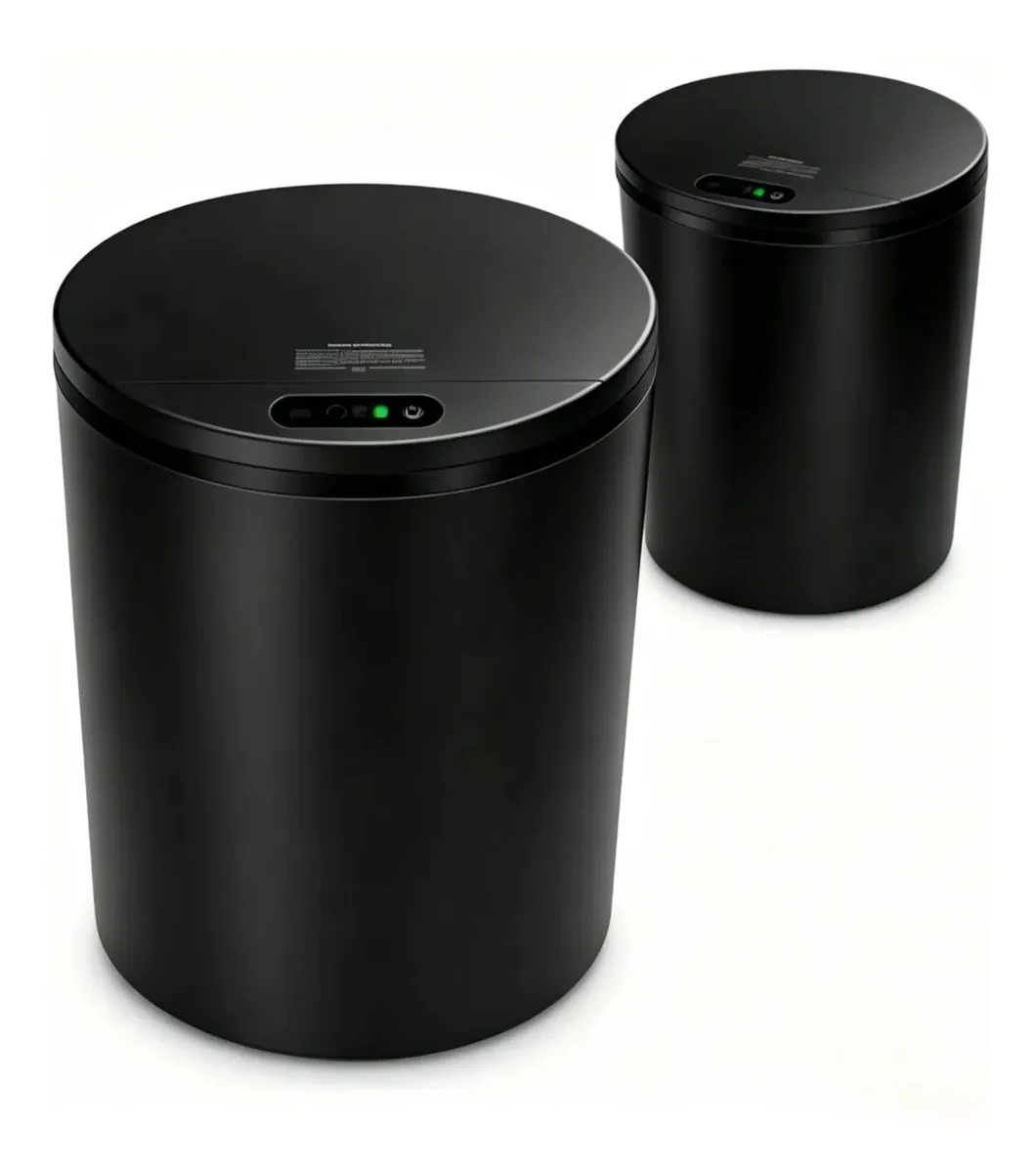 Lixeira Redonda Preta Inteligente 16L Automática com Sensor