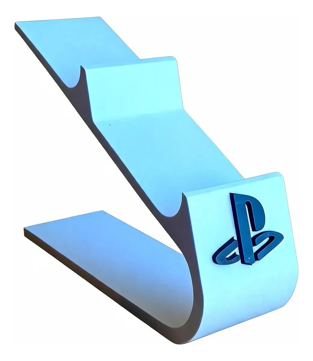 Suporte Duplo Para Controle Ps5 Dualsense Organizador Gamer Branco Logo Ps5