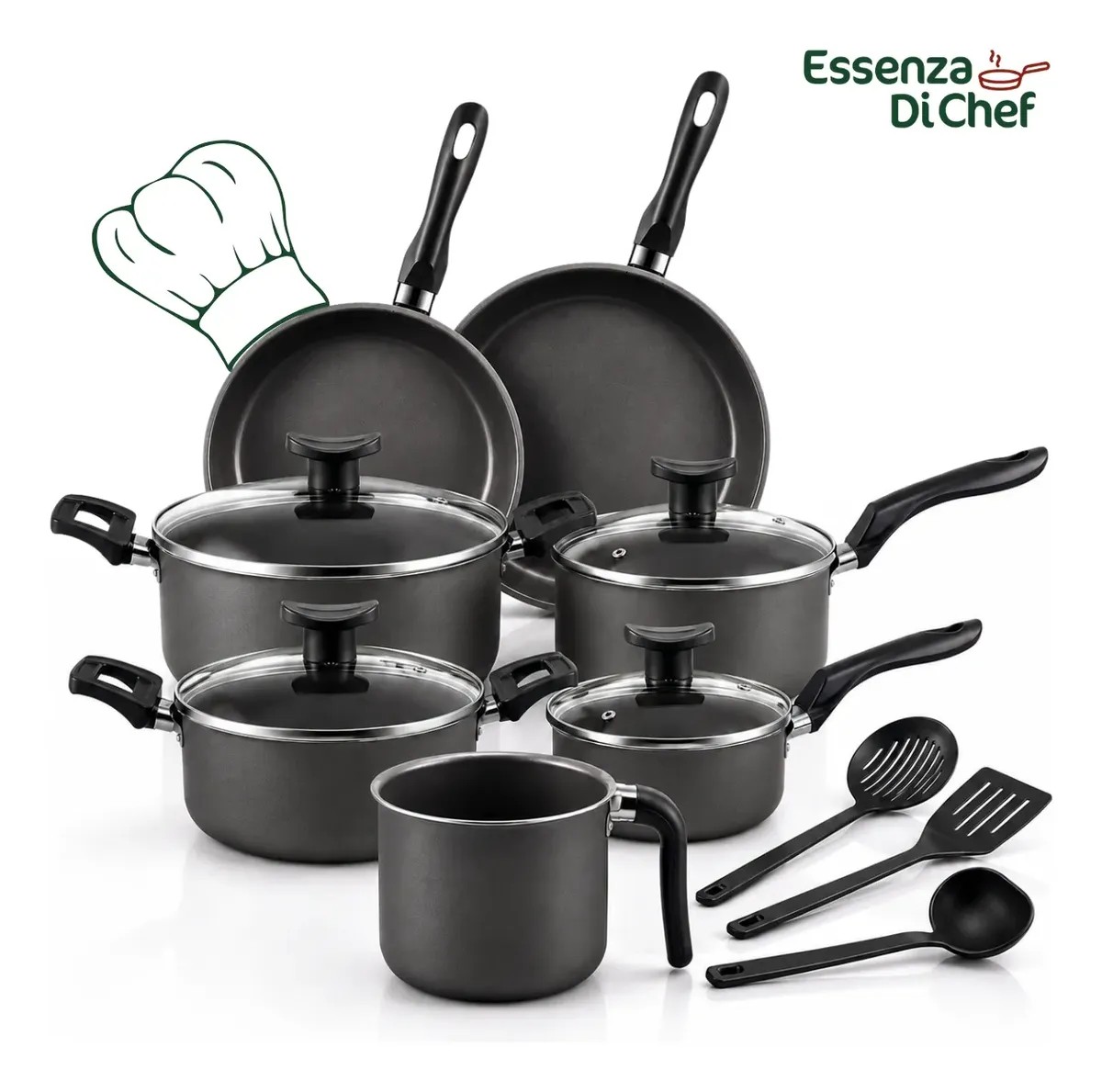 Conjunto de Panelas Antiaderente 10 Peças Teflon