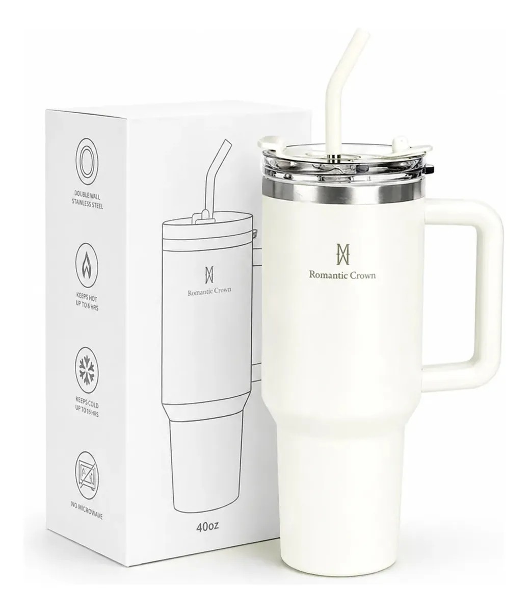 Copo Térmico Gigante 1,2L Inox Com Tampa E Canudo
