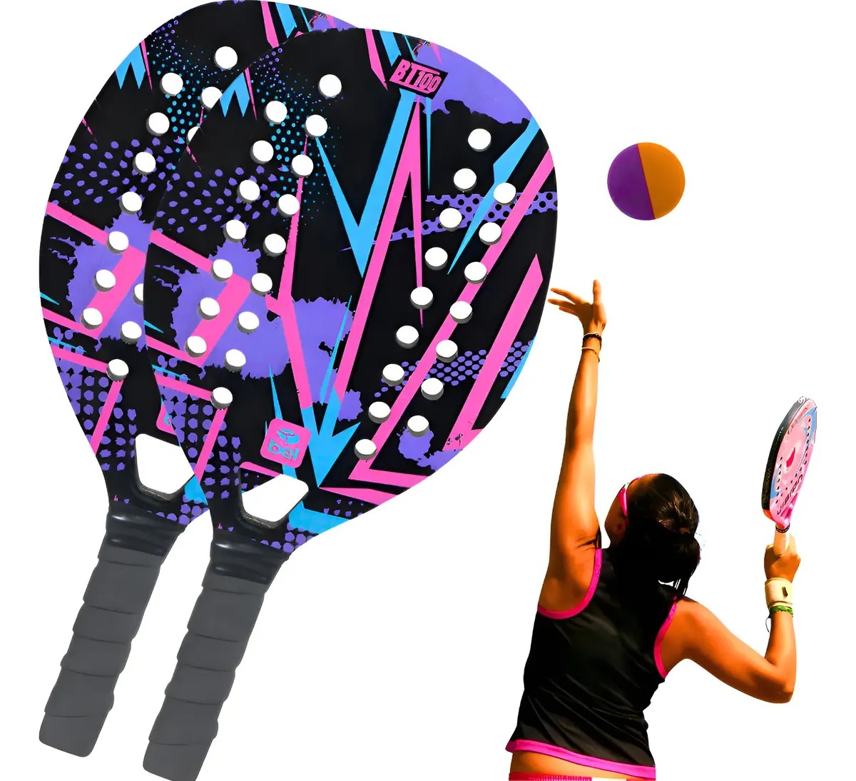 Kit 2 Raquetes De Beach Tennis Com Bolinha Original Praia Raquete De Beach Tennis