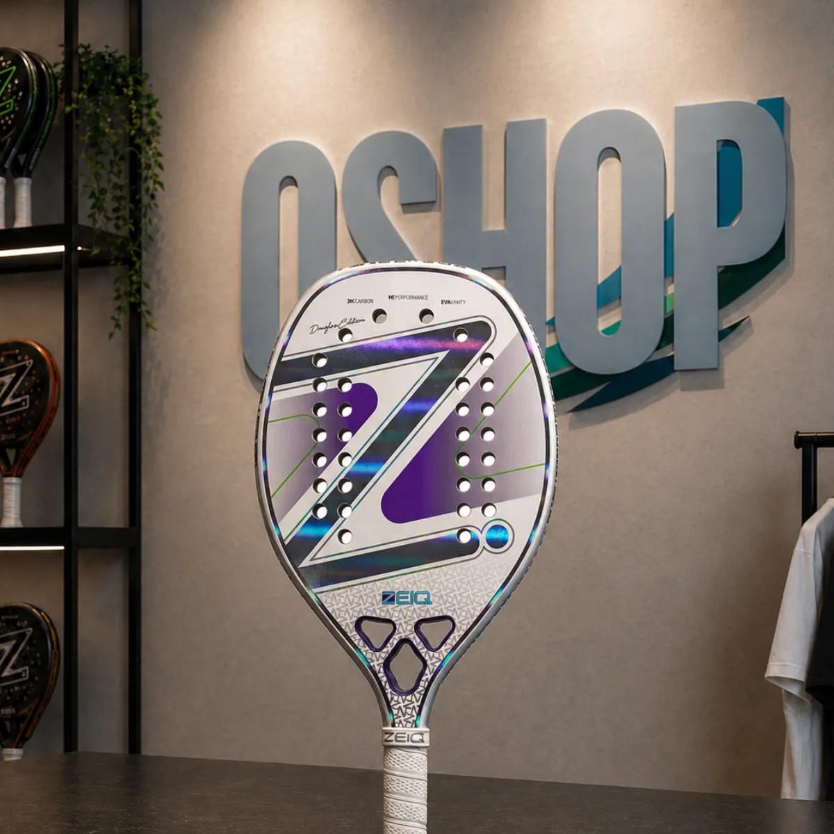 Raquete De Beach Tennis 3k Zeiq Pro Violet C/ Tratamento Branco