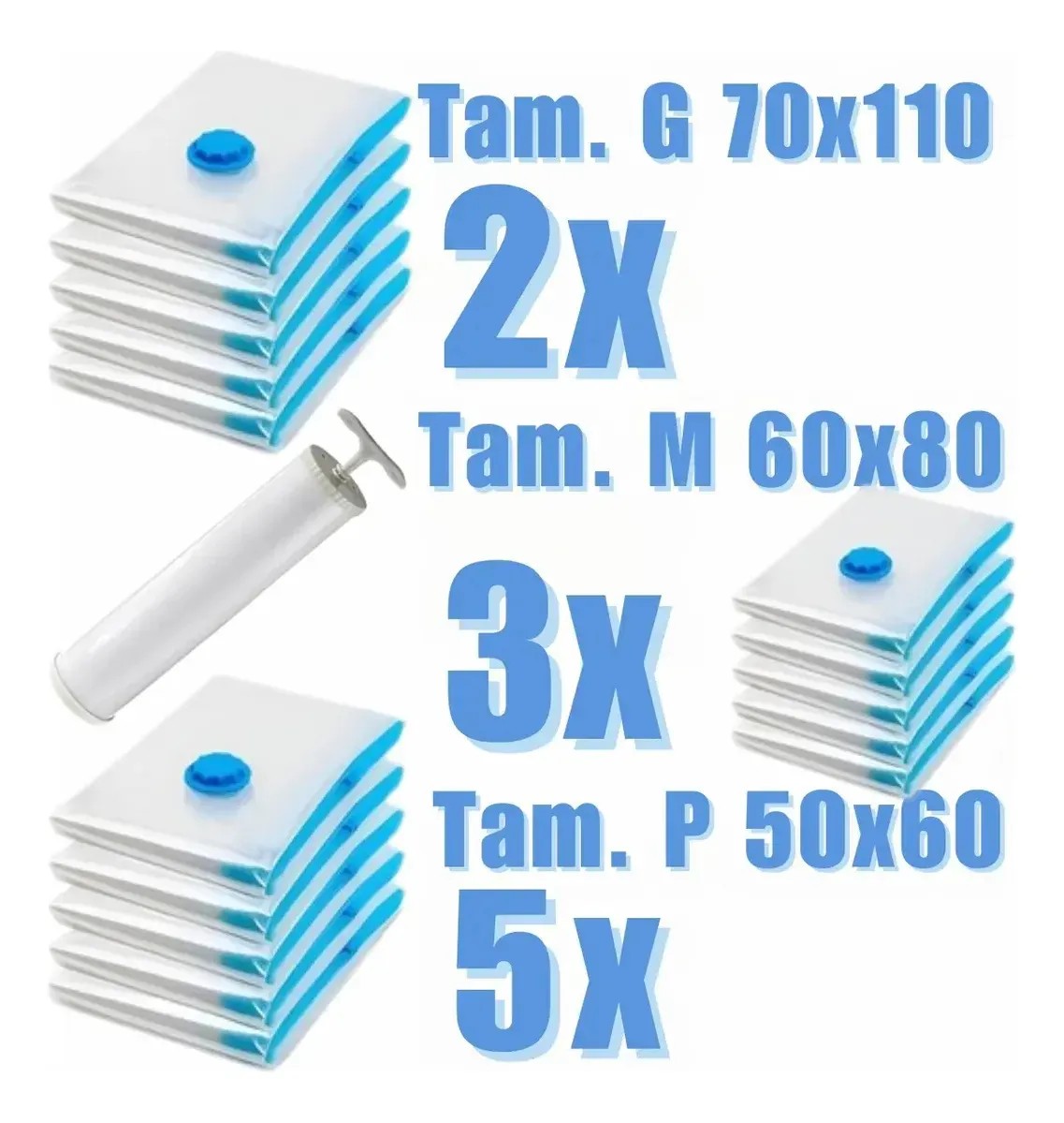 Magnow Pack Sacos A Vácuo Kit 10 Unidades Com Bomba Reutilizável