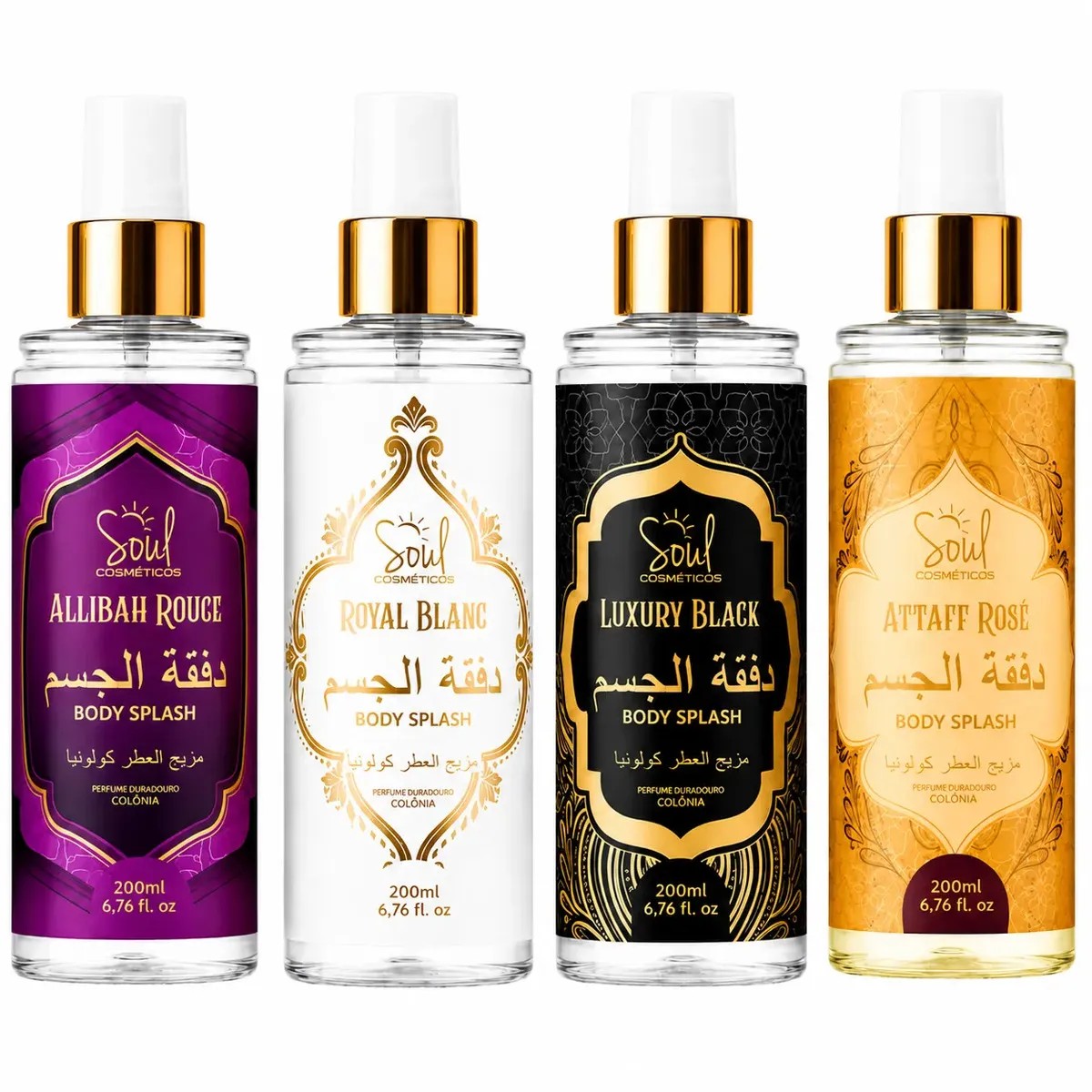 Kit com 4 Body Splash Árabe 200ml Feminino