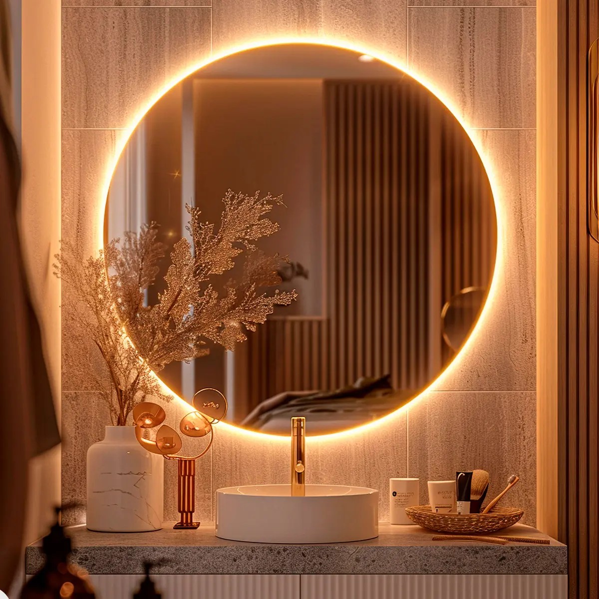 Espelho Redondo 60cm com LED para Parede