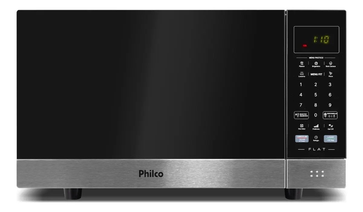 Micro-Ondas Philco 28L Preto Espelhado Flat PMO30F