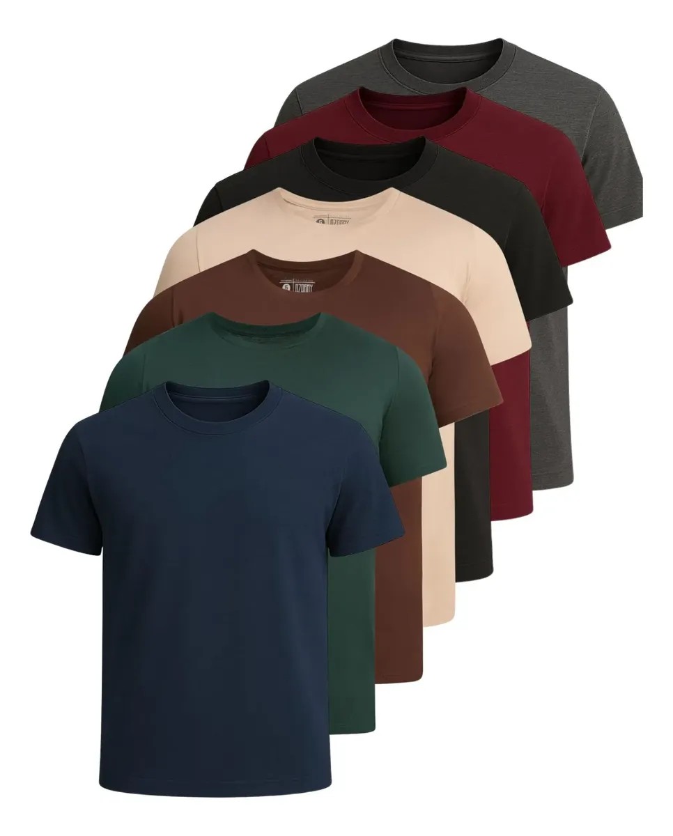 Kit 7 Camisetas Básicas Algodão Fio Premium