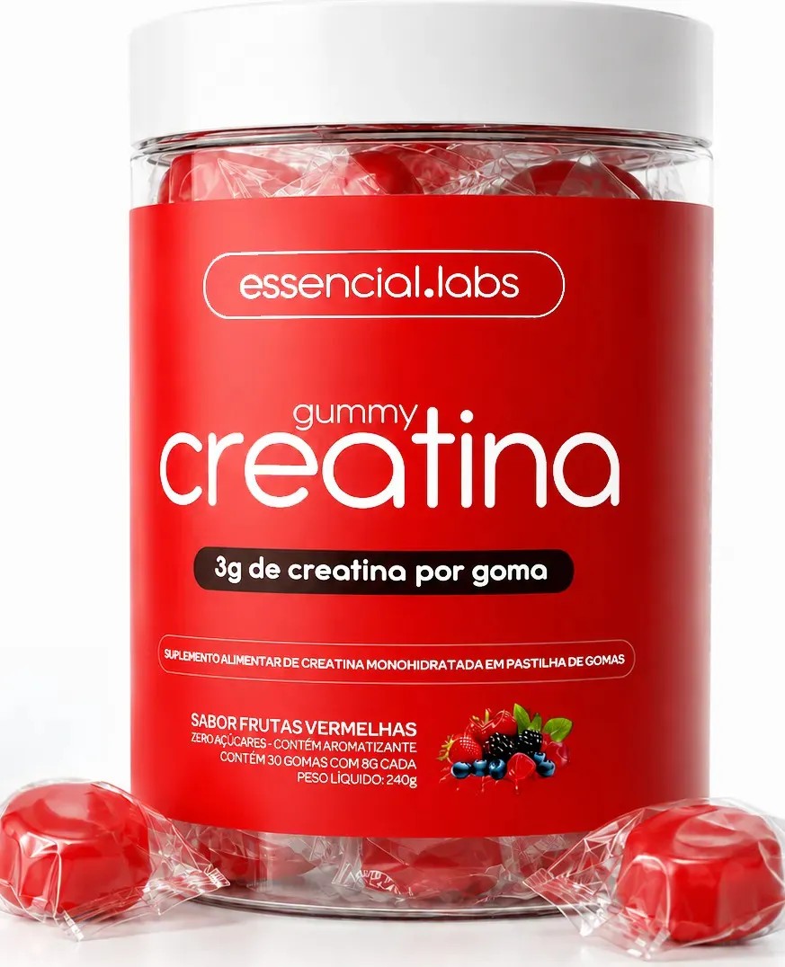 GUMMY de CREATINA PURA com 3g de Creatina por Gummy - 30 Doses - Sabor Frutas Vermelhas