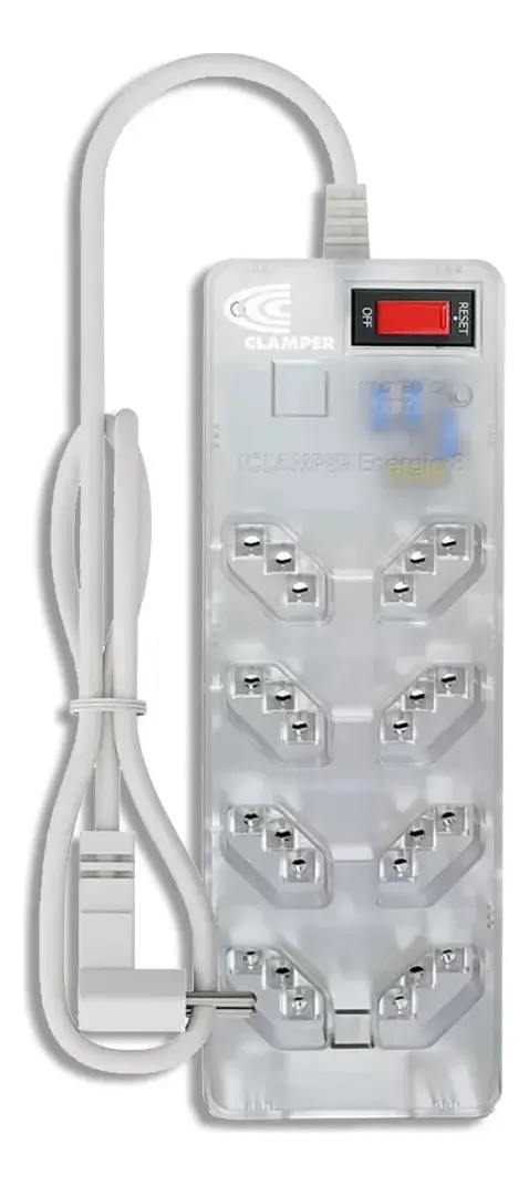 Filtro de Linha Clamper 8 Tomadas Bivolt Transparente