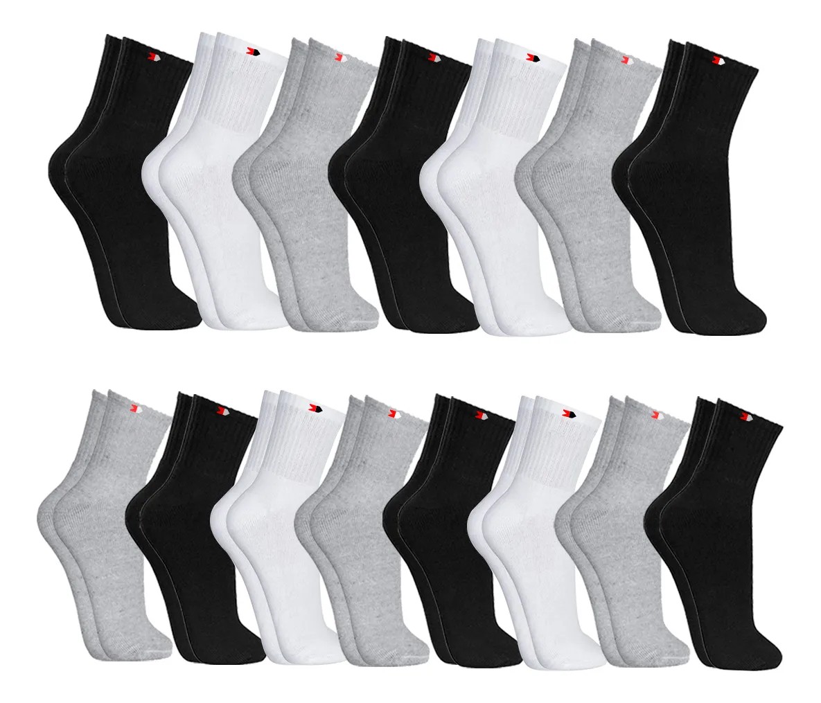 Kit Com 15 Pares Meias Algodão Cano Médio Sandrini