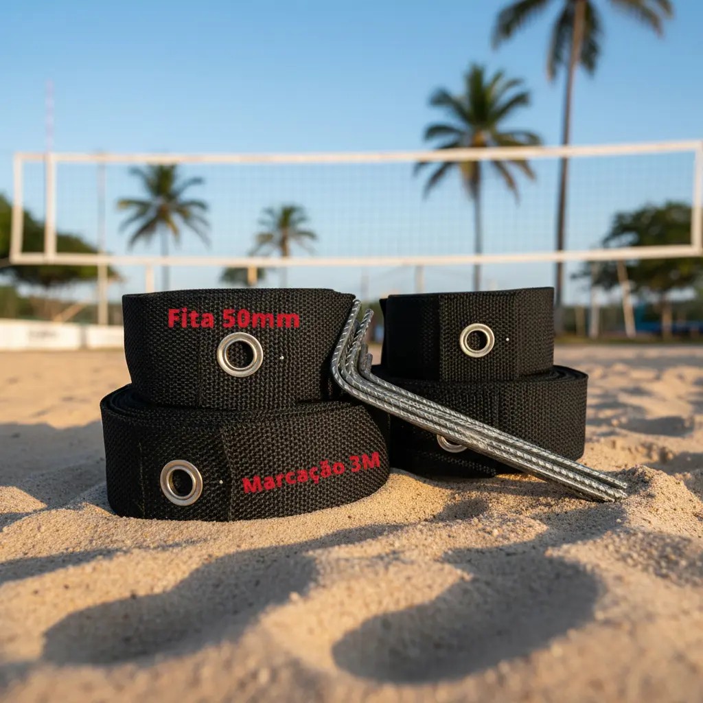 Fita De Marcação Beach Tennis - Campo 8x16 Oficial Preta