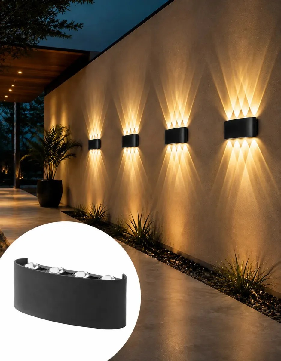 Arandela Externa Arandela Interna Luminária Externa Parede LED 8 Lâmpadas 8W Baixo Consumo À Prova D'água Design Moderno Para Fachada, Varanda, Corredor E Ambie