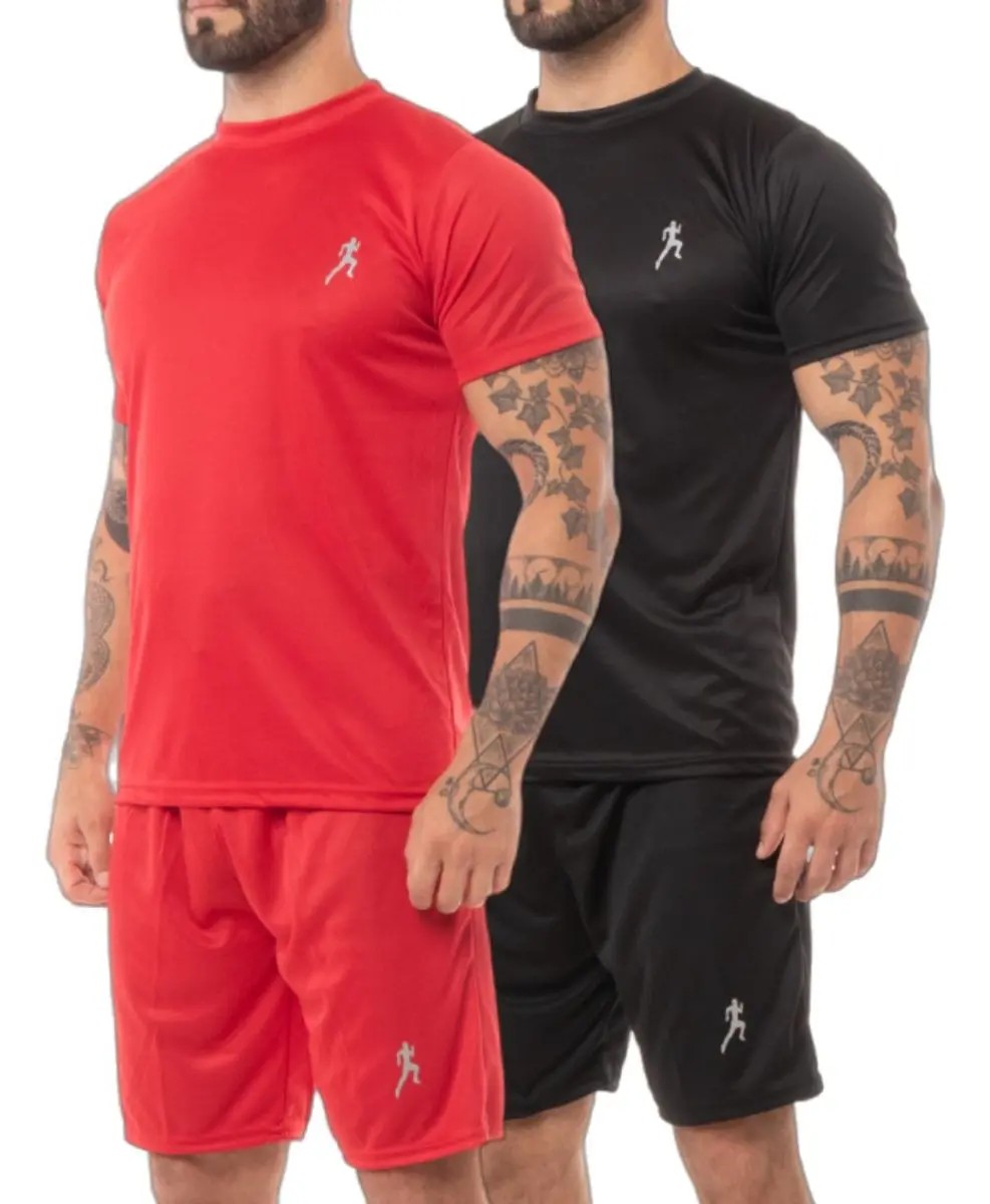 Kit 2 Bermudas Masculinas Academia + 2 Camisetas Dry Fit