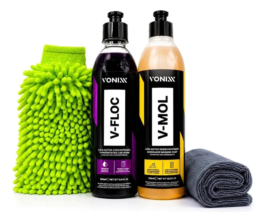 Kit Automotivo Vonixx V-floc V-mol Luva E Pano Microfibra