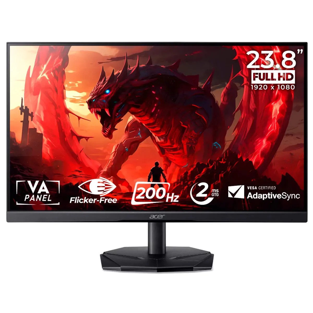 Monitor Gamer Acer Nitro 23.8 200hz 2ms Fhd Hdmi Va Kg241y-X3Bip Preto