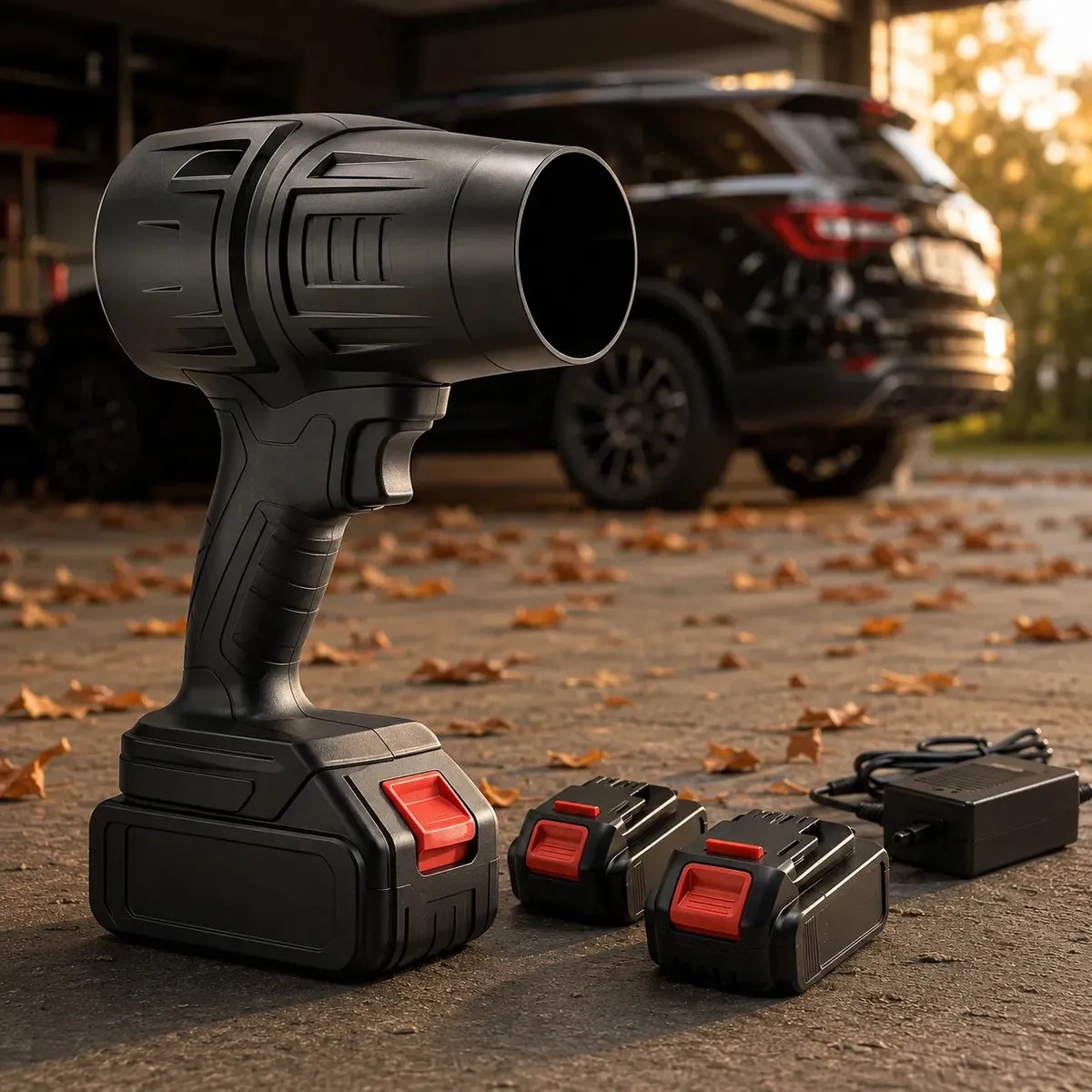Soprador de Folhas e Pó Turbo Portátil sem Fio 48V com 2 Baterias e Carregador para Jardim e Garagem