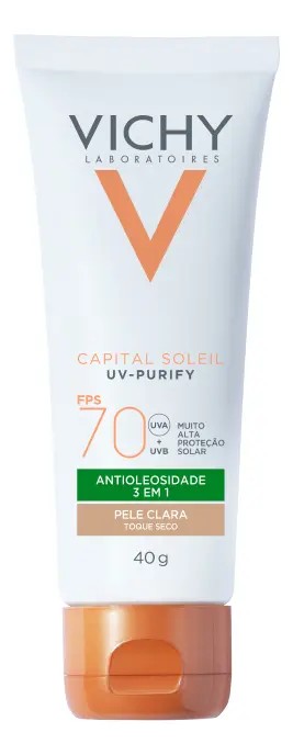 Protetor Solar Facial Antioleosidade e Purificante com Toque Seco FPS 70 Sem Cor