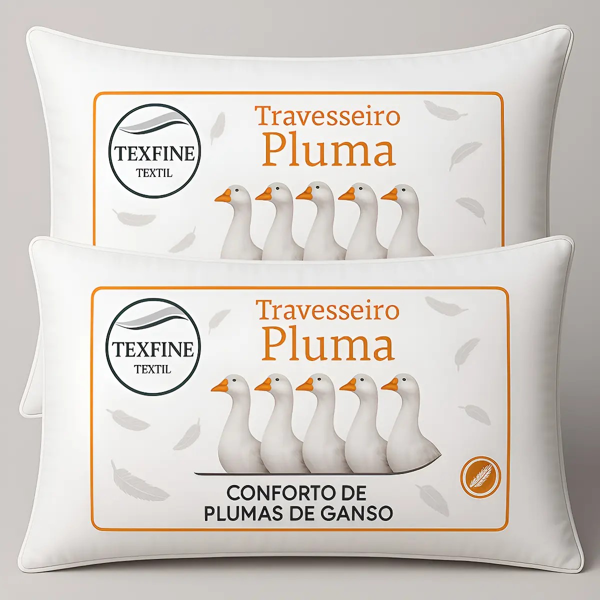 Kit 2 Travesseiro Pena Pluma de Ganso Sintética 70cmX50cm Cor Branco
