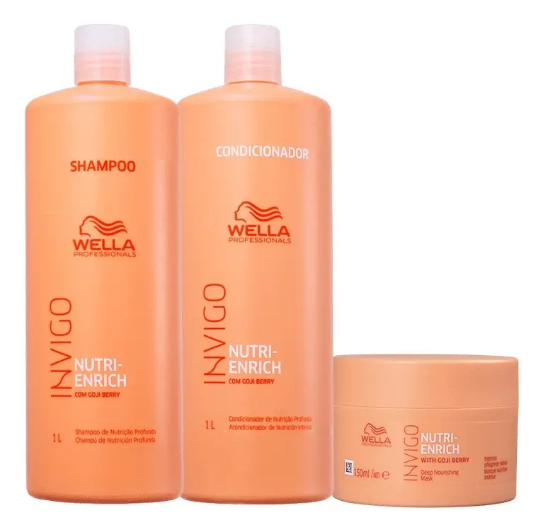 Kit Wella Invigo Nutri Enrich Pro Shampoo e Condicionador 1L + Máscara 150ml