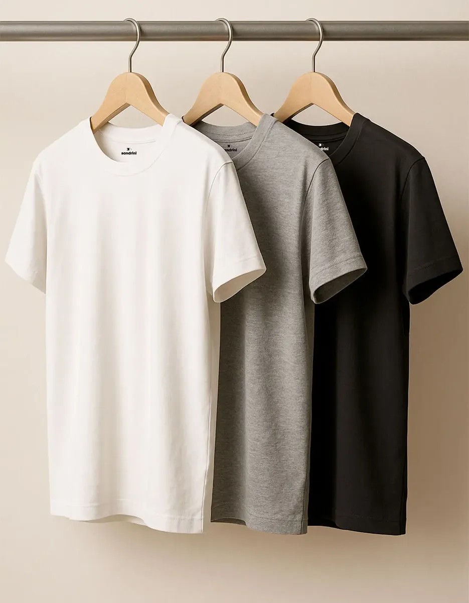 Kit com 3 Camisetas Sandrini Básica Algodão