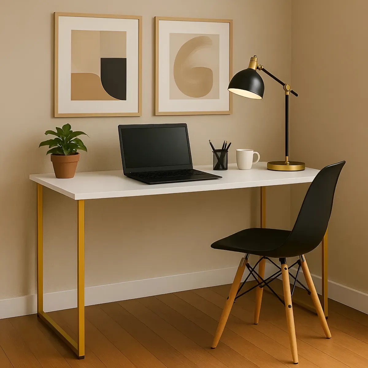 Escrivaninha Industrial 110cm Mesa Estudo Aparador Pés Aço