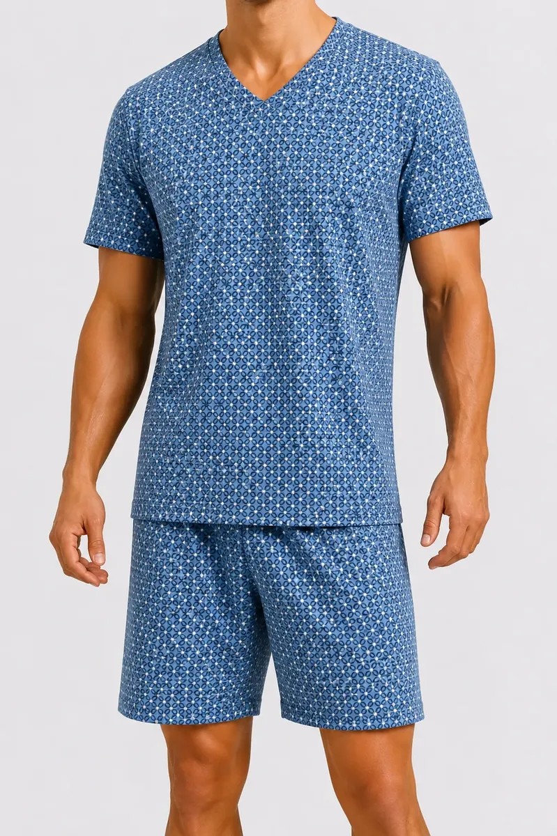 Pijama Liganete Masculino Manga Curta Tecido Fresquinho