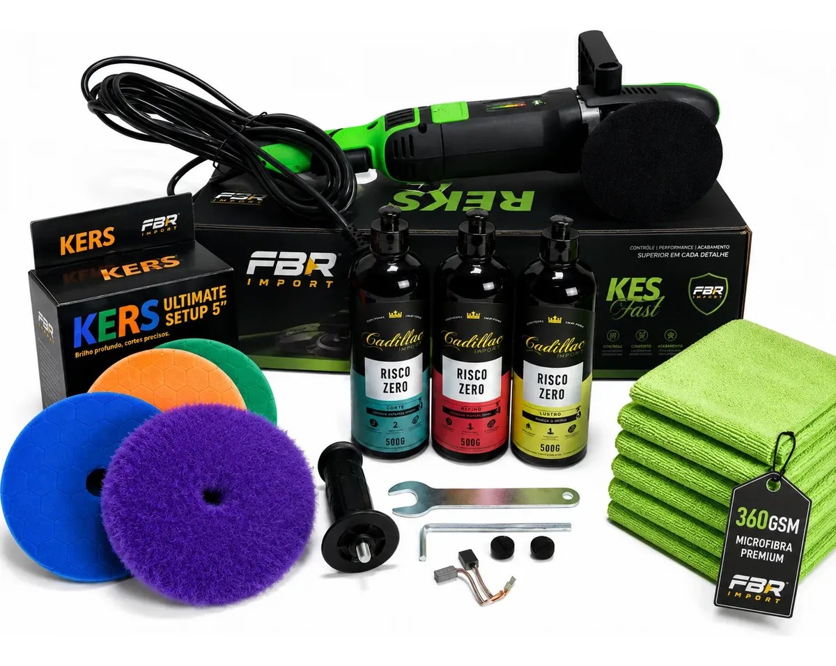 Politriz Rotativa Kers Reks 1250w Fast Cut + Kit Polimento Verde 220v