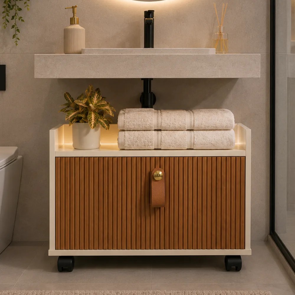 Armário Gabinete Com Porta Basculante Para Banheiro Moderno