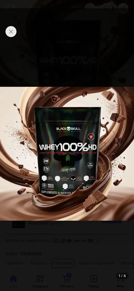 Whey 100% Hd Refil Black Skull 900g