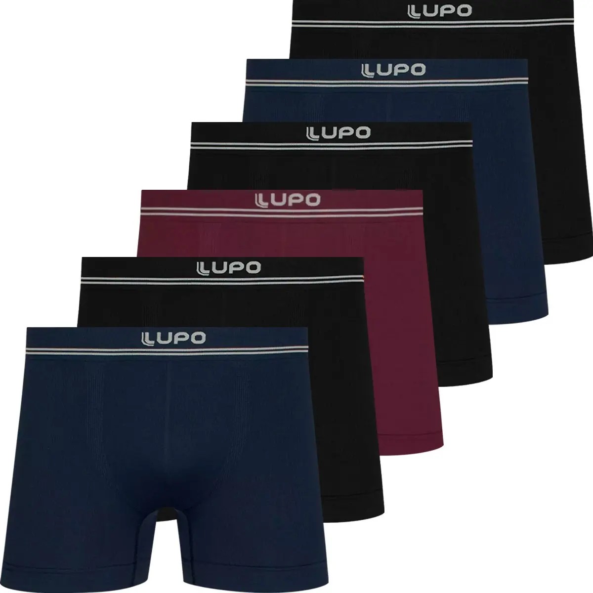Kit 6 Cuecas Sem Costura Boxer Lupo Microfibra