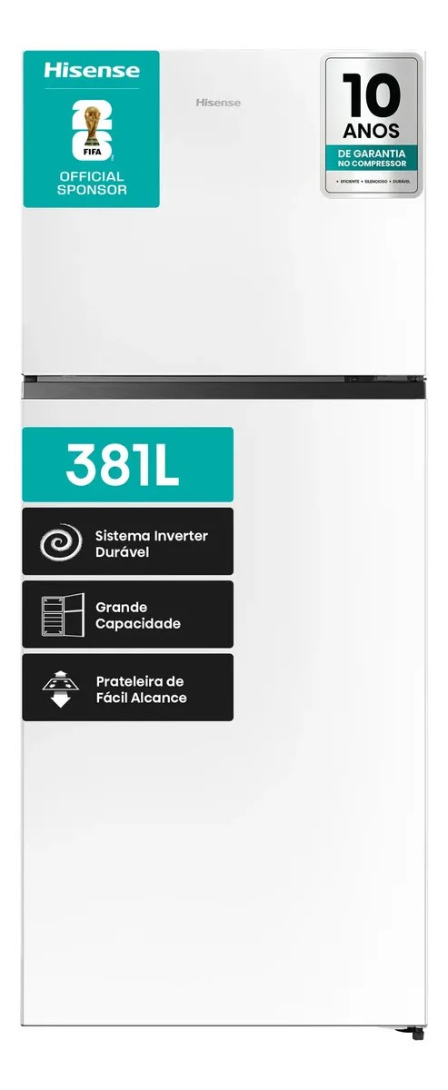 Geladeira Hisense Duplex Branca 381L Inverter Frost Free RT375N3EWA1 127V