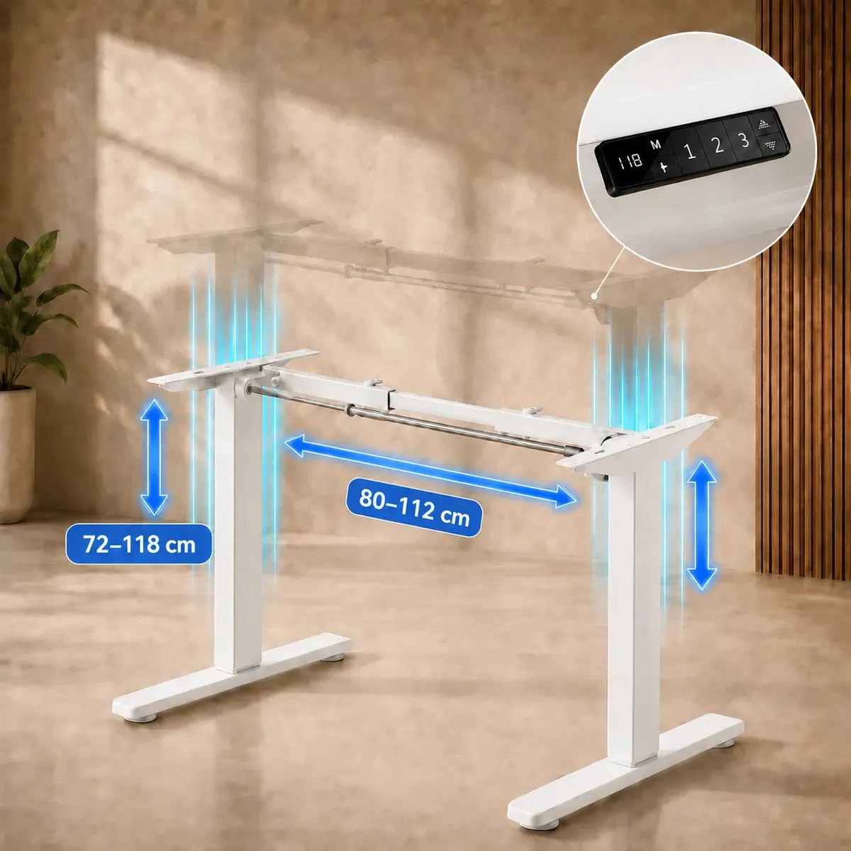 Mesa Elétrica com Preção - Estrutura de Mesa Elétrica ajustável Luvinco (72 a 118cm)