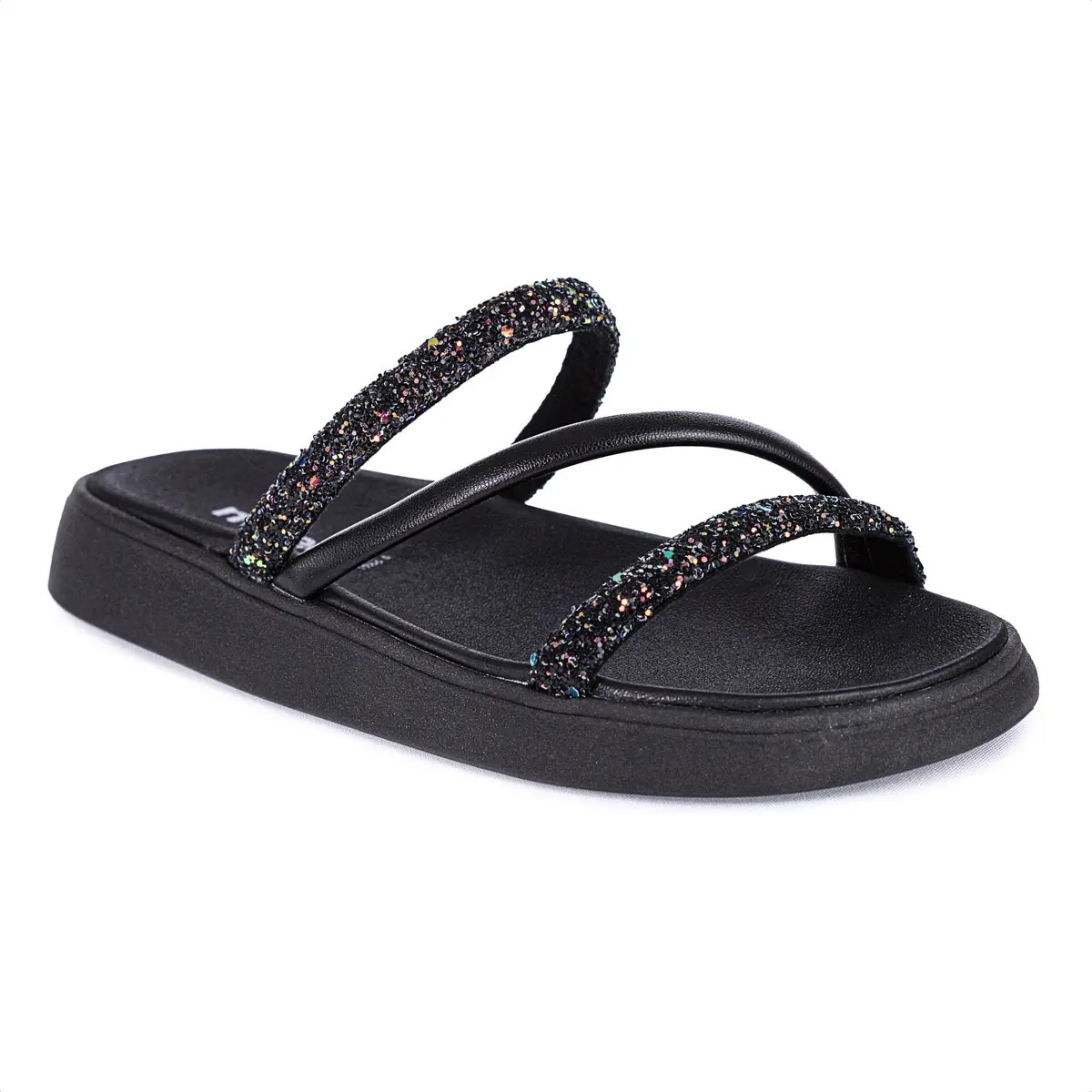 Sandália Papete Moleca Tiras Strass