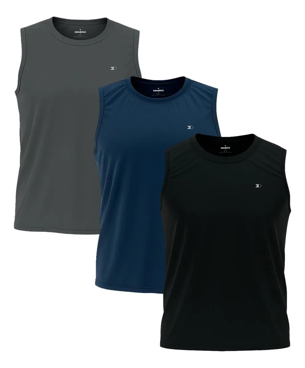 Kit 3 Camisas Regatas Dry-fit Sandrini